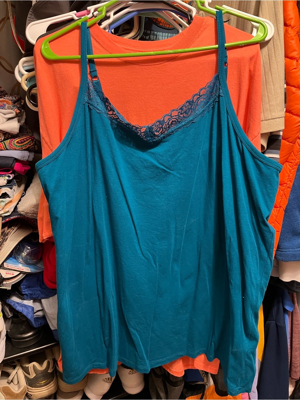 Teal Lace-Trim Cami Tank Top - Women